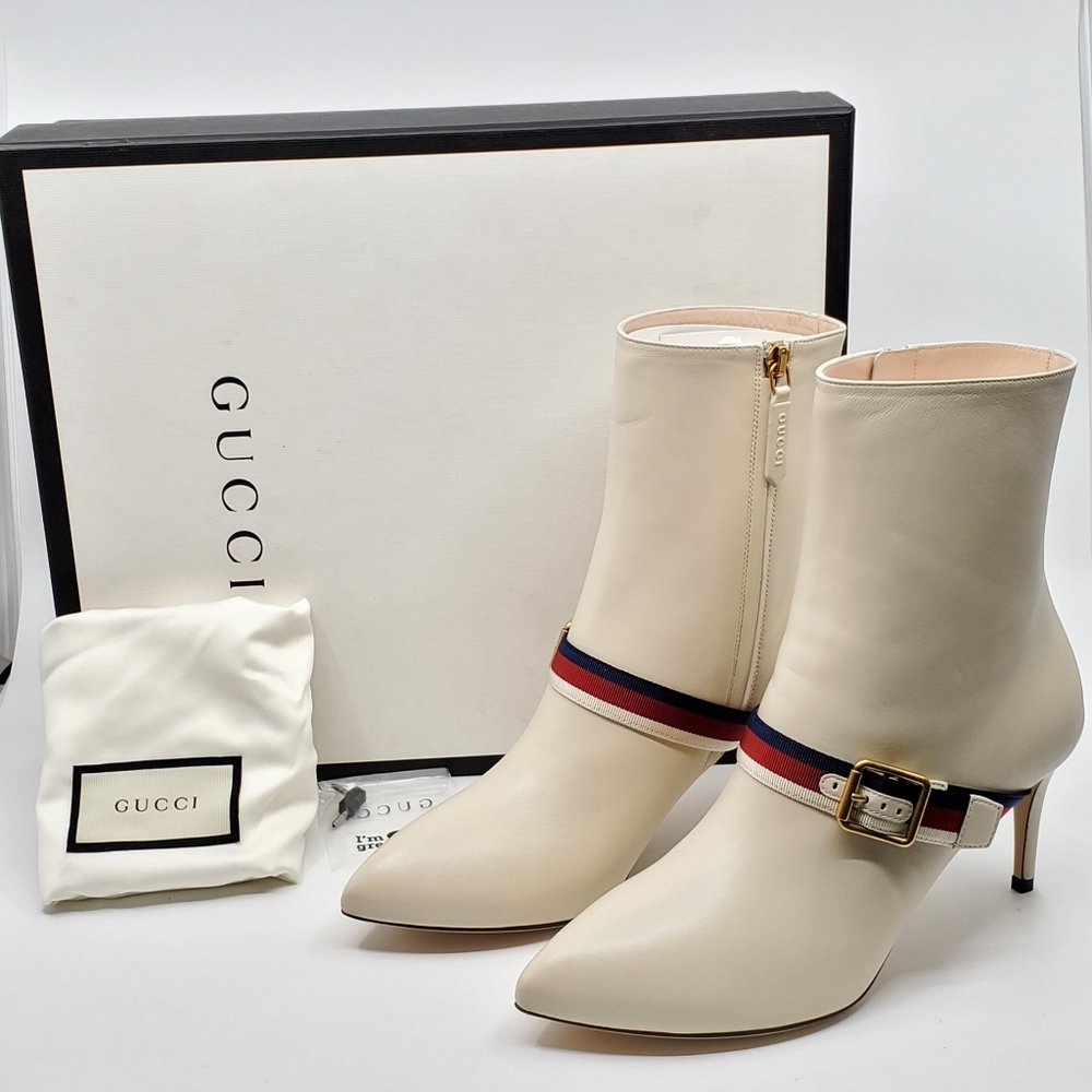 Gucci Sylvie Leather Buckle Boots